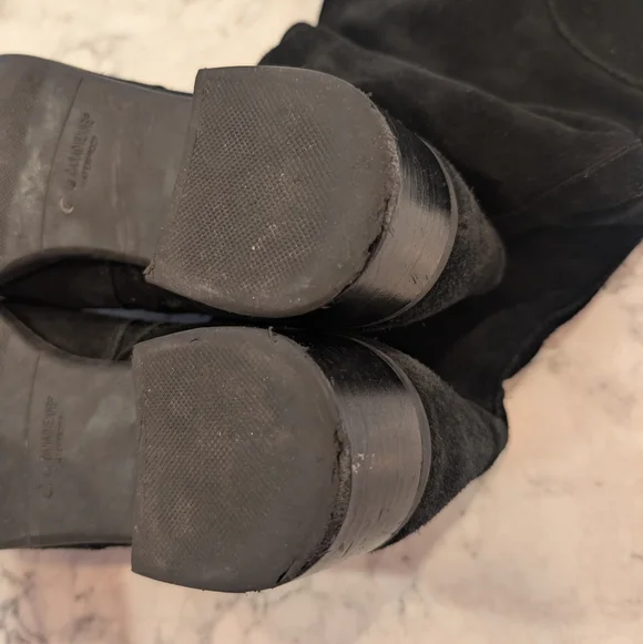 Vintage La CANADIENNE 🇨🇦 Black Waterproof Suede Knee High Stacked Heel Boots - Picture 9 of 9